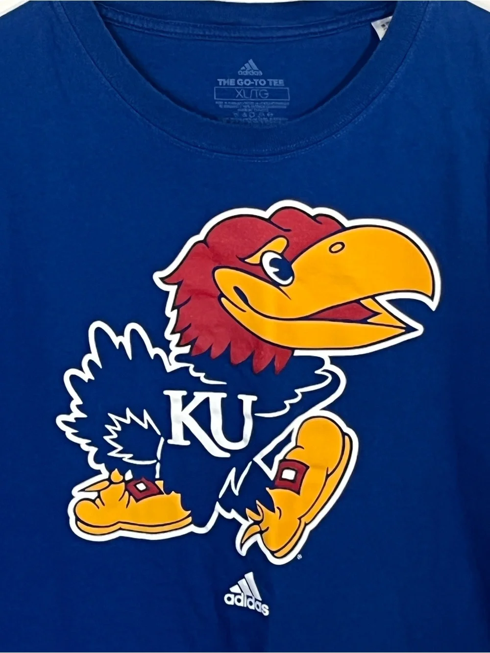 Adidas Kansas Jayhawks KU Long Sleeve Graphic Tee Men XL